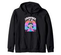 Crowned At 4 Cute Princess Fourth Birthday Girl Zip Hoodie