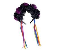 Crowned Elastic Hairband Tagetes Headpiece with Realistic Marigold Flower for Costumes and Photoshoots Nonslip Hair Hoop