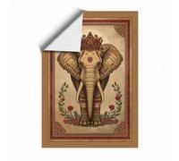 Crowned Elephant Vintage Unframed Wall Art Print A4 (29.7×21cm), Wall Decor for Living Room, Bedroom, Office & Home, Art Gift