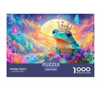 Crowned Frog Amid Flowers Under A Bright Moon 1000 Piece Jigsaw Puzzle Dream Frog Great Present for Kids & Adults 70x50cm/1000pcs