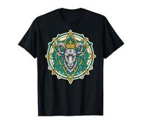 Crowned Goat Mandala Sacred Geometry Mystic Horns Crown Ram T-Shirt