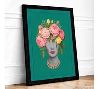 Crowned in Roses Maximalist Framed Wall Art Print A3 (42×29.7cm) Black, Wall Decor for Living Room, Bedroom, Office & Home, Ready to Hang, Art Gift