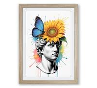 Crowned in Sunflower Eclectic Framed Wall Art Print A3 (42×29.7cm) Oak, Wall Decor for Living Room, Bedroom, Office & Home, Ready to Hang, Art Gift