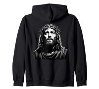 Crowned Jesus Design for Christian Faith Wear Zip Hoodie