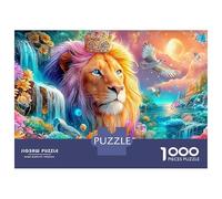 Crowned Lion in A Flowery Kingdom 1000 Piece Jigsaw Puzzle The Lion Recycled Cardboard, Great Gift for All Ages 38x26cm/1000pcs
