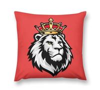 Crowned Lion Print Plush Pillowcases 20 "x20 " Throw Pillow Case Square Cushion Covers for Living Room Sofa