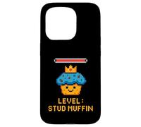 Crowned Muffin Pixel Art Gaming Status Case for iPhone 15 Pro