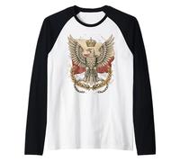 Crowned Polish Eagle Laurel Flag Broken Chain Freedom Symbol Raglan Baseball Tee