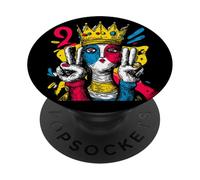 Crowned Queen Double Peace Retro Pop Graphic Art Sign Royal PopSockets Adhesive PopGrip