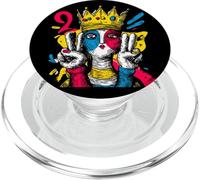 Crowned Queen Double Peace Retro Pop Graphic Art Sign Royal PopSockets PopGrip for MagSafe