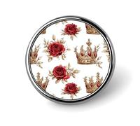 Crowned Rose Round Metal Brooches 1 Inch Decorative Badges Exquisite Decorations Pins for Clothing