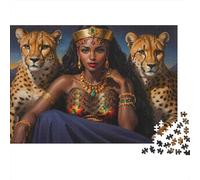 Crowned Woman African Cheetahs Jigsaw Puzzle for Adults 1000 Piece Jigsaw Puzzle Paper Relaxing Gift Family Decor Focus 52x38cm/1000pcs