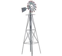Crownland 8FT Ornamental Windmill Backyard Garden Decoration Weather Vane, Heavy Duty Metal Wind Mill Weather Resistant 4 Legs Design (Grey)