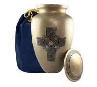 CrownLighting Urn For Ashes Adult Large Beautiful Gold Celtic Design Full Size Cremation Urn For Funerals, Memorials With Complimentary Velvet Pouch
