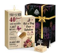 CROWNLY® 40th Birthday Gifts for Women Personalised Candle Holder Gift Sets Inspirational Cute Decorations for Mum
