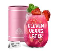 CROWNLY CRYSTAL 11th Birthday Celebration Drinking Glass Funny Novelty Keepsake Gift for Teen Girls or Boys Eleven Years Later Glass for a Special Milestone Occasion