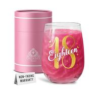 CROWNLY CRYSTAL 18th Birthday Celebration Drinking Glass Gift for Women Funny Novelty Keepsake Present for a Special Milestone Occasion