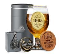 CROWNLY CRYSTAL® 1965 60th Birthday Gifts for Men Personalised Beer Glasses Decorations Gifts for Him Presents Husband Gift Ideas