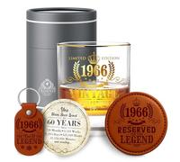 CROWNLY CRYSTAL® 1966 60th Birthday Gifts for Men Personalised Whiskey Glasses 60th Birthday Decorations Mens Gifts Daddy Husband Brother Friend Whiskey Gift Sets