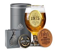 CROWNLY CRYSTAL® 1975 50th Birthday Gifts Men Personalised Beer Glasses Decorations Dad Grandad Uncle Brother Gift Ideas