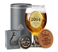 CROWNLY CRYSTAL® 2004 21st Birthday Gifts for Men Beer Glasses Personalised Decorations for Him Boyfriend Friend Son