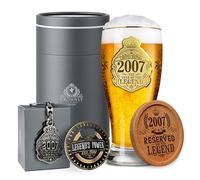 CROWNLY CRYSTAL® 2007 18th Birthday Personalised Beer Glass 570 ml 1 Pint Gifts for Boys Unique 18th Birthday Decorations Gift for Him Son Birthday Gifts for Men