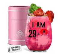 CROWNLY CRYSTAL® 30th Birthday Gifts for Women Stemless Wine Glasses Personalised Decorations Auntie Mum Funny Gift Ideas