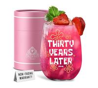 CROWNLY CRYSTAL 30th Birthday Glass Gift for Women Funny Thirty Years Later Cocktail Drinking Glass Present for Her