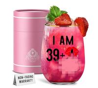 CROWNLY CRYSTAL® 40th Birthday Gifts for Women Wine Glasses Decoration Personalised Mum Happy Gift Ideas Funny Auntie