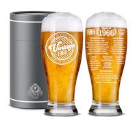 CROWNLY CRYSTAL 60th Birthday Gifts for Men Pint Glass 1966 570 ml Personalised Gifts for Men - Dad Husband Grandad Brother - Gift from Daughter Son Wife