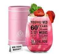 CROWNLY CRYSTAL® 60th Birthday Gifts for Women Personalised Glass 60th Birthday Gifts for Her Best Gifts for 60th Birthday Women Gifts for Wife Gift for Mum Aunite Personalised Gifts for Women