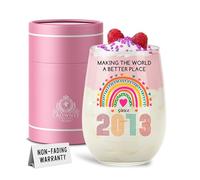 CROWNLY CRYSTAL Beverage Glass Making The World A Better Place Since 2013 Meaningful Gift for Birthday Anniversary Wedding or Special Year