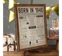 CROWNLY CRYSTAL® Born in 1946 Retro Wall Art 80th Birthday Gift Vintage Wall Art Retro Home Decor UK Facts Print British History Year You Were Born 1946 Poster