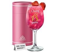 CROWNLY CRYSTAL Cheers to 18 Years Personalised Gifts Wine Glass 18th Birthday Present for Women Mum Sister Wife Friend Auntie Gift Ideas Gift Ideas