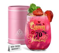 CROWNLY CRYSTAL® Gifts for 70 Year Old Woman Wine Glasses Gin Personalised 70th Birthday Decorations Cool Funny Gifts