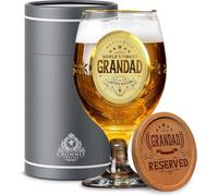 CROWNLY CRYSTAL® Gold Grandad Gifts Best Personalised Beer Glass Gifts for Men Grandad Birthday Gifts from Grandchildren Beer Glasses