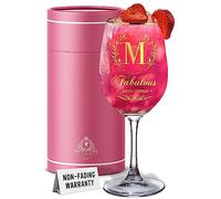 CROWNLY CRYSTAL® Mum Gifts from Daughter Pink Things Special Personalised Wine Glasses Ladies Birthday Ideas Wedding Gift Set Happy Birthday Mum (M)