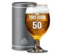 CROWNLY CRYSTAL® Personalised Beer Glass 50th Birthday Gift for Dad Grandad or Uncle Thoughtful Gift Idea for Men