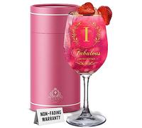 CROWNLY CRYSTAL Personalised Wine Glass - Retirement and Birthday Gift for Women, Teachers and Ladies (I)