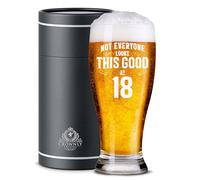 CROWNLY CRYSTAL® Personalized Beer Glass 18th Birthday Gift for Boys Son Pint Glass Birthday Decoration