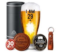 CROWNLY CRYSTAL® Personalized Beer Glass 570 ml (1 Pint) 30th Birthday Gifts for Men Decorations Birthday Card Pint Glass Boyfriend Brother Gifts
