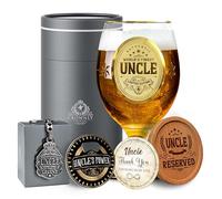 CROWNLY CRYSTAL® Personalized Beer Glass Uncle Gifts from Niece Birthday Gift Ideas for Men Best Uncle Pint Glass