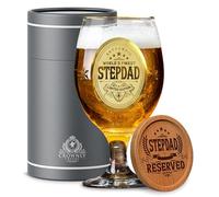 CROWNLY CRYSTAL® Step Dad Birthday Gifts Personalised Beer Glass Fathers Gifts from Daughter Son Pint Engraved Glass