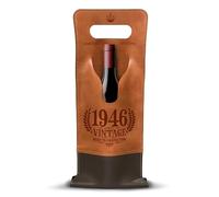 CROWNLY Vintage 1946 Wine Gift Bag - 80th Birthday Gift, Vegan Leather Bottle Bag "Aged to Perfection" for 750ml Wine & Champagne, Reusable Birthday Bottle Gift Bag for Him and Her