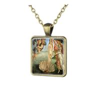 CrownOfRibbons Birth of Venus Pendant Necklace, Classical Renaissance Painting Replica Artwork