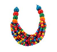 CrownOfRibbons Colourful Wooden Bead Statement Necklace, Rainbow Multi-Colour, Chunky Collar Style, Fashion Jewellery