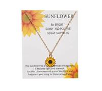 CrownOfRibbons Pretty Sunflower Necklace with a Gift Card, Flower Pendant Jewellery for Women