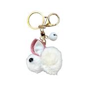 CrownOfRibbons Rabbit Keyring, Handbag Charm, White Bunny Luggage Accessory, Car, House Keychain