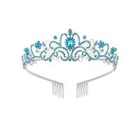 Crowns Elegant Princess Crown with Combs Round Wedding Bridal Crown for Women Bride Wedding Hair Accessorie (Color : Rose Gold Color)