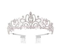 Crowns Elegant Princess Crown with Combs Round Wedding Bridal Crown for Women Bride Wedding Hair Accessorie (Color : Rose Gold Color)